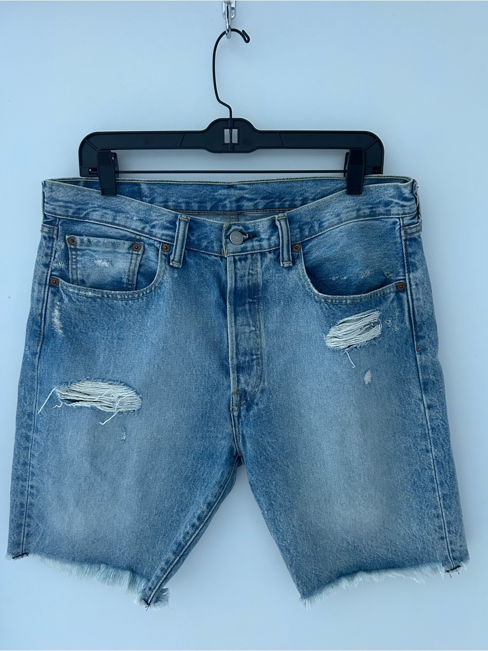 Levi's Distressed Light Blue Denim Cutoff Shorts